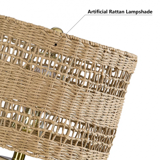 boho style ceramic rattan table lamp for living room/bedroom/entryway console/decorative supplements with rattan accent