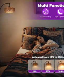 aarzo 69.6'' arched/arc rattan floor lamp with led light and remote control