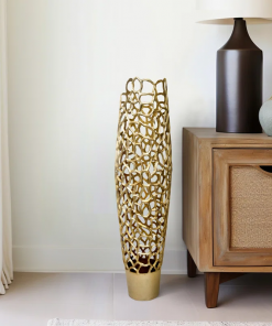 cranfield modern aluminum vase with intricate openwork design