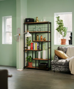 suva bookshelves and bookcases 6 shelf etagere bookcase, industrial open display shelves geometric bookcase with sturdy metal frame