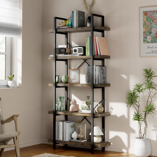 vintage industrial bookcase for living room, office, kitchen