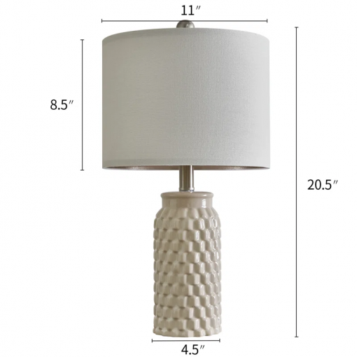 20.5" modern ceramic bedside lamp, for bedroom décor farmhouse table lamp living room office dorm
