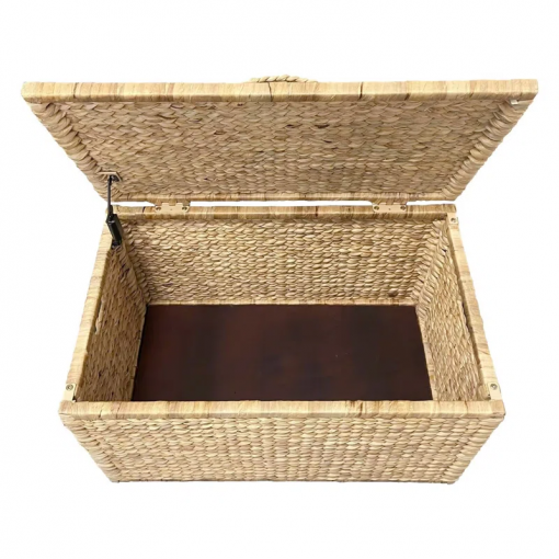 ved heavy duty water hyacinth wicker storage trunk with metal frame