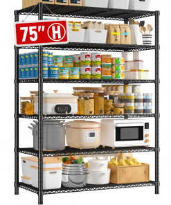 6 tier storage shelves, shelving unit for storage, adjustable kitchen shelves heavy duty pantry shelf