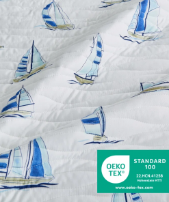 blue seashell reversible quilt set with shams