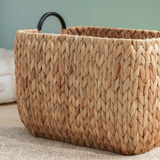 ludmilla rectangular multi purpose water hyacinth baskets with handles 16" x 12" x 13"