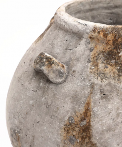 mottled brown and white terracotta 12 inch tall indoor and outdoor jug vase with handles