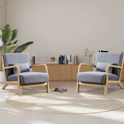 bonnita 26" wide mid century upholstered accent chair with an extra pillow