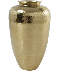 aluminum metal brushed decorative gold vase with hammered top