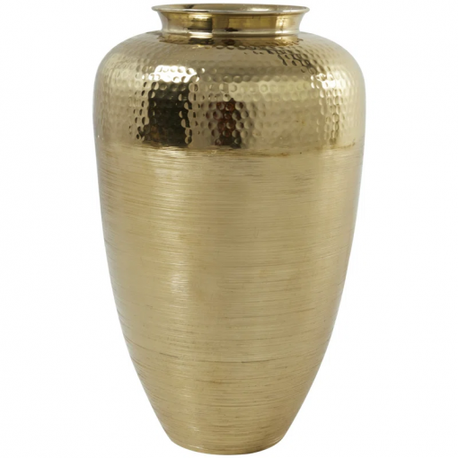 aluminum metal brushed decorative gold vase with hammered top